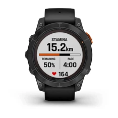 Garmin Fenix 7 Pro Solar, szürke, fekete szilikon szíjjal okosóra