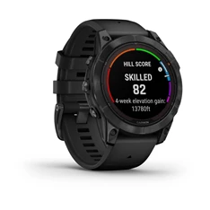 Garmin Fenix 7 Pro Solar, szürke, fekete szilikon szíjjal okosóra