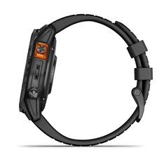 Garmin Fenix 7 Pro Solar, szürke, fekete szilikon szíjjal okosóra