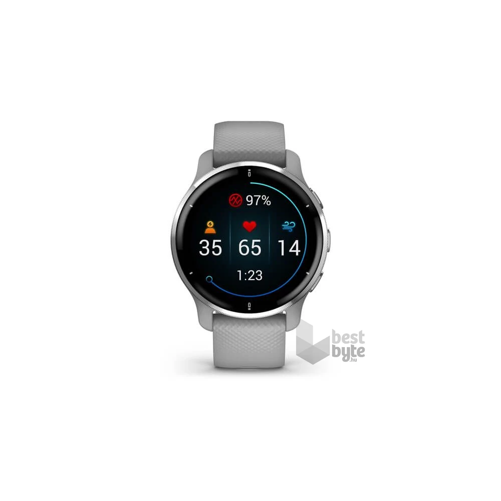Garmin Venu 2 Plus (43mm) szilikon pántos ezüst okosóra