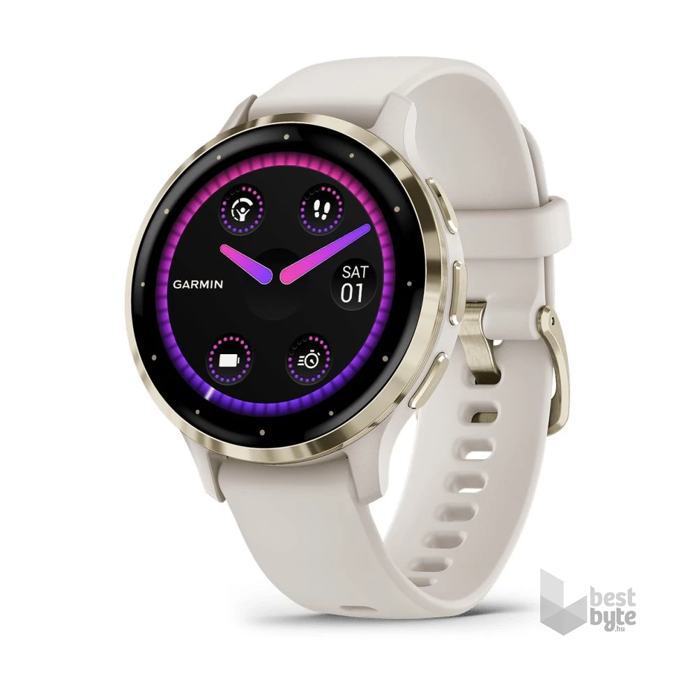 Garmin Venu 3S elefántcsont krémarany, szilikon szíjjal okosóra