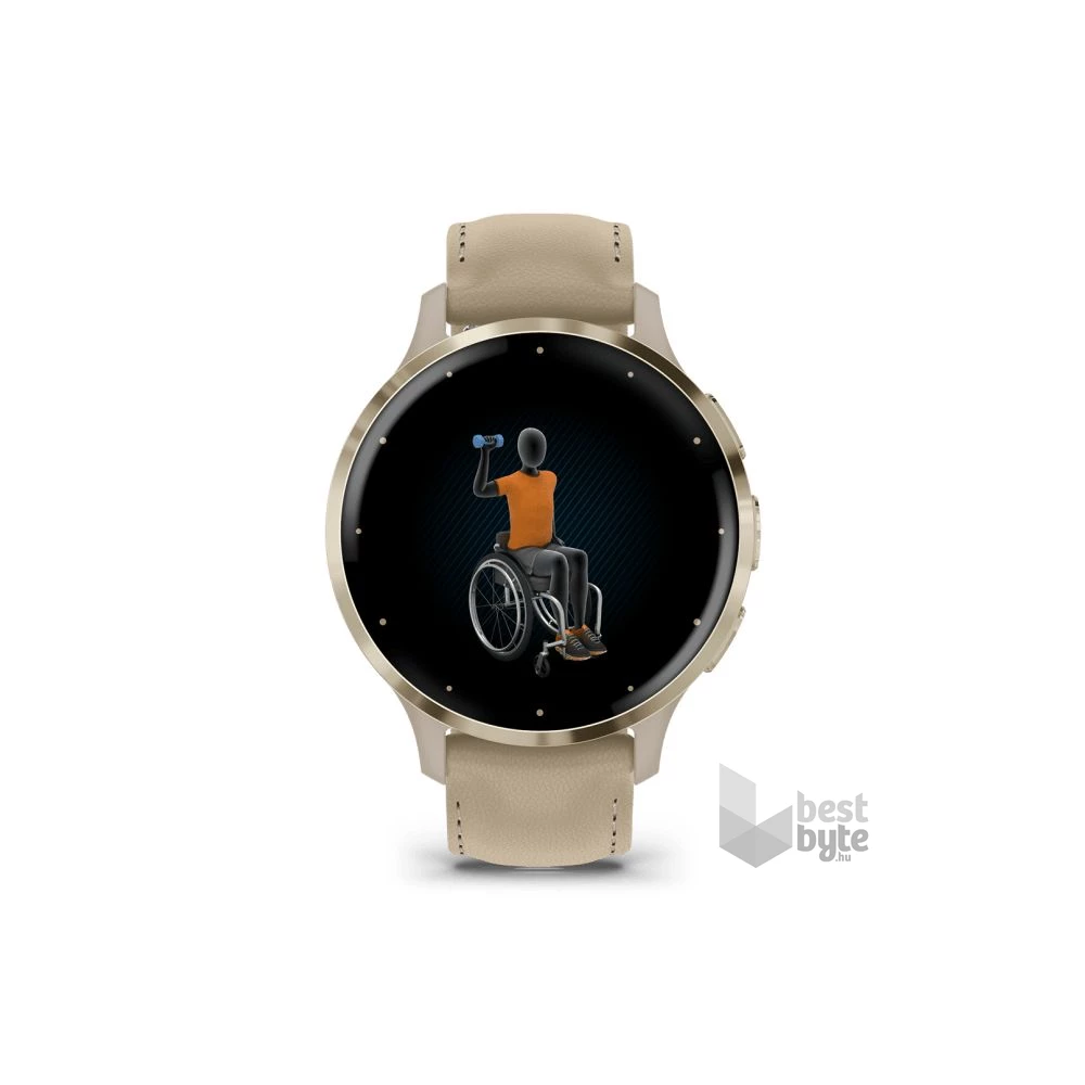 Garmin Venu 3S francia szürke-krémarany, bőr és szilikon szíjjal okosóra