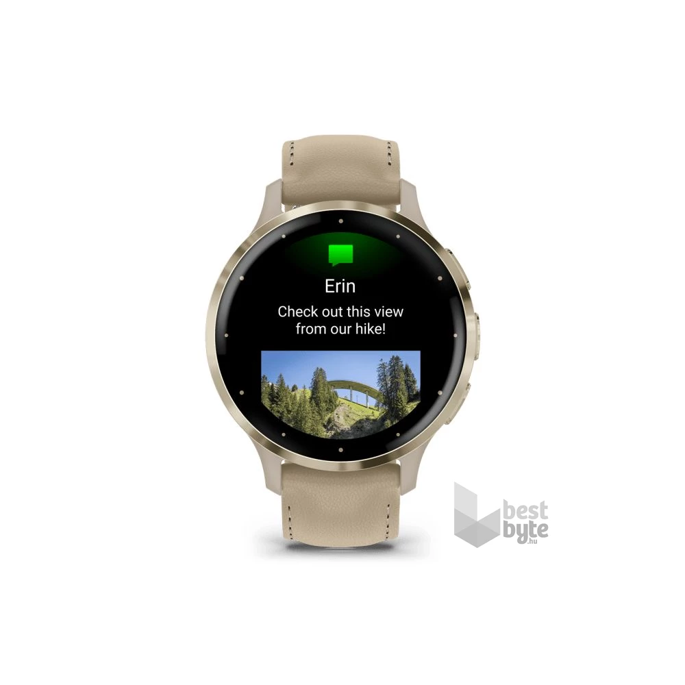 Garmin Venu 3S francia szürke-krémarany, bőr és szilikon szíjjal okosóra