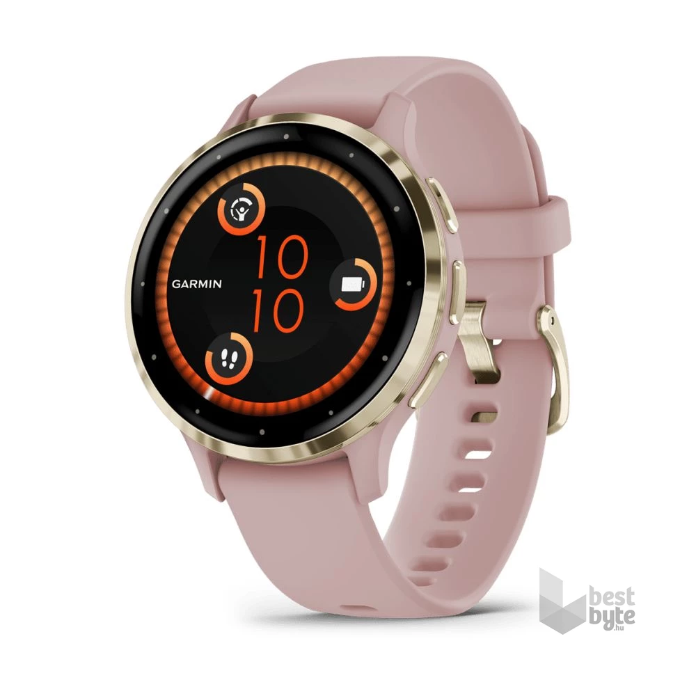 Garmin Venu 3S rózsa krémarany, szilikon szíjjal okosóra