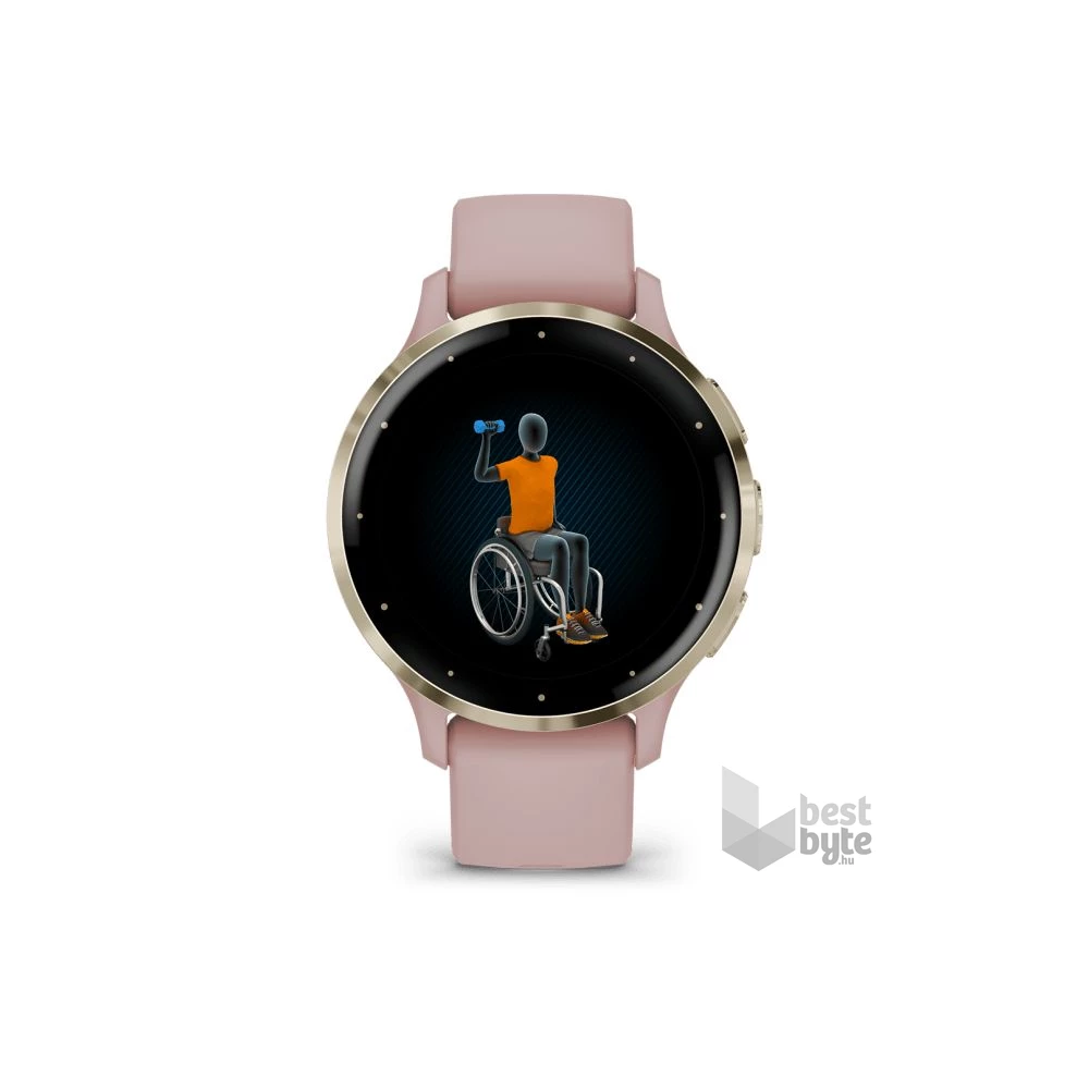Garmin Venu 3S rózsa krémarany, szilikon szíjjal okosóra