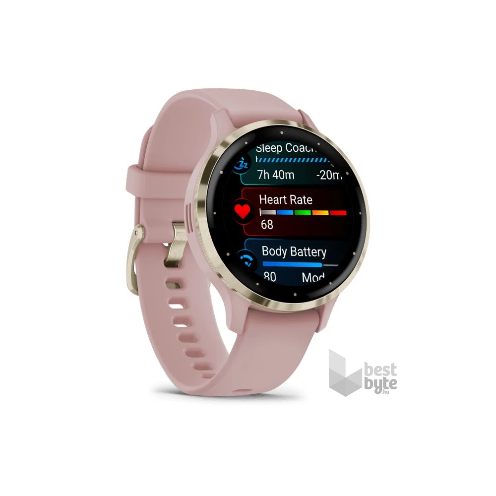Garmin Venu 3S rózsa krémarany, szilikon szíjjal okosóra