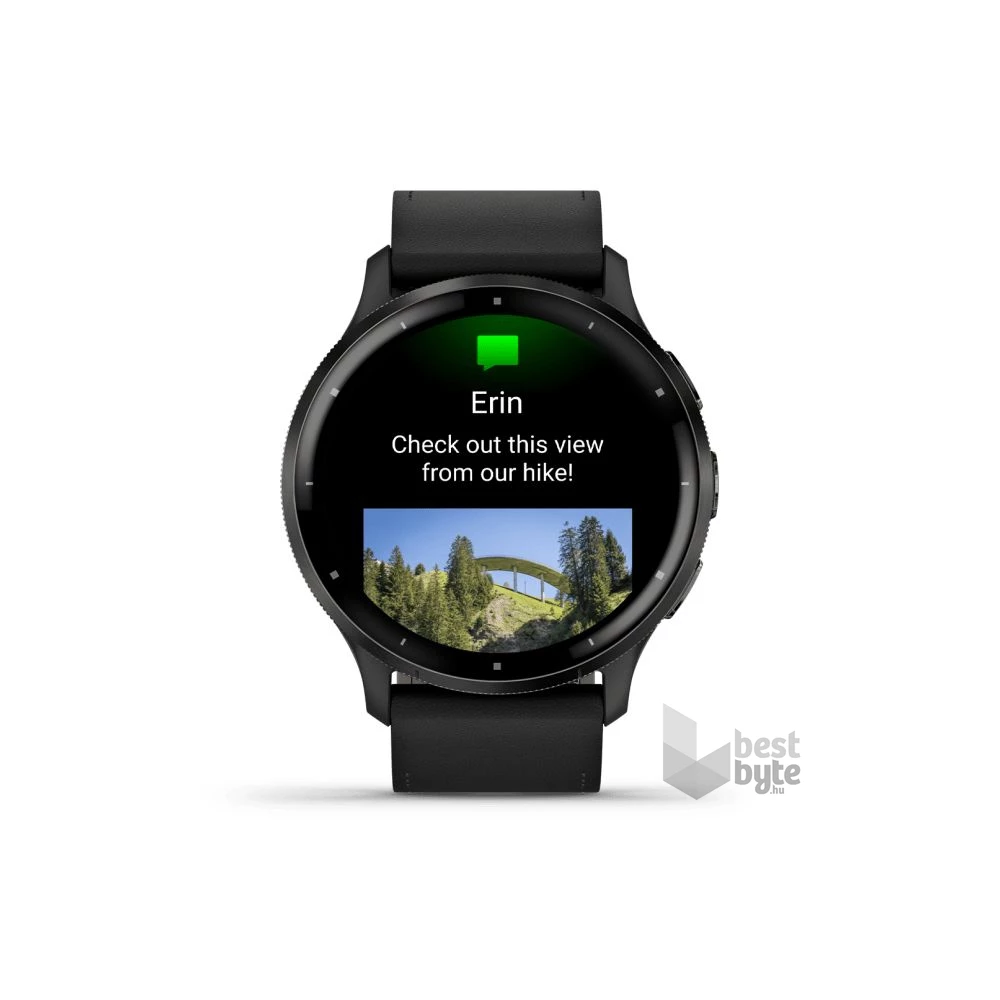 Garmin Venu 3 fekete, fekete kerettel, bőr és szilikon szíjjal okosóra