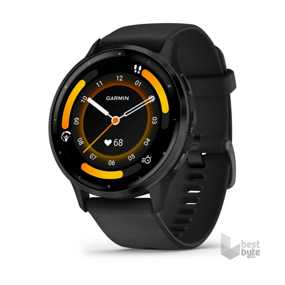 Garmin Venu 3 fekete, fekete kerettel, szilikon szíjjal okosóra