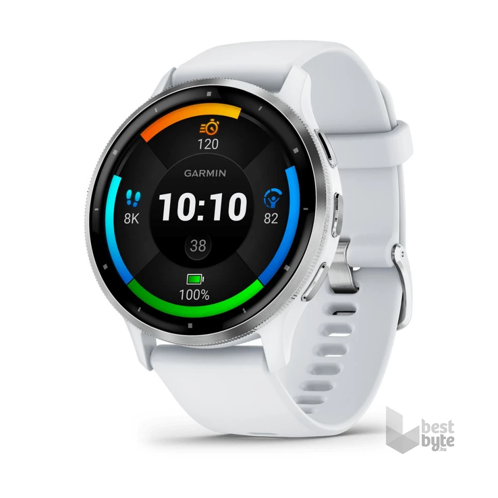 Garmin Venu 3 homokkő, ezüst kerettel, szilikon szíjjal okosóra