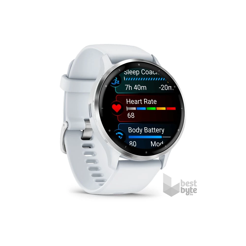 Garmin Venu 3 homokkő, ezüst kerettel, szilikon szíjjal okosóra