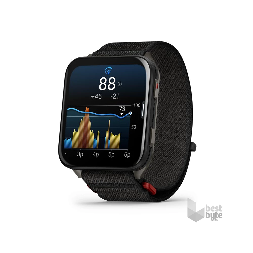 Garmin Venu X1 Titanium ComfortFit nylon szíjjal fekete okosóra