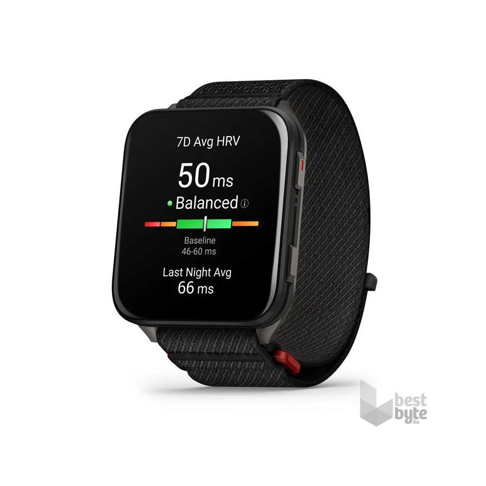 Garmin Venu X1 Titanium ComfortFit nylon szíjjal fekete okosóra