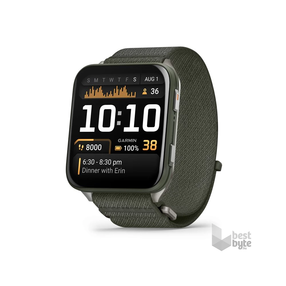 Garmin Venu X1 Titanium ComfortFit nylon szíjjal mohazöld okosóra