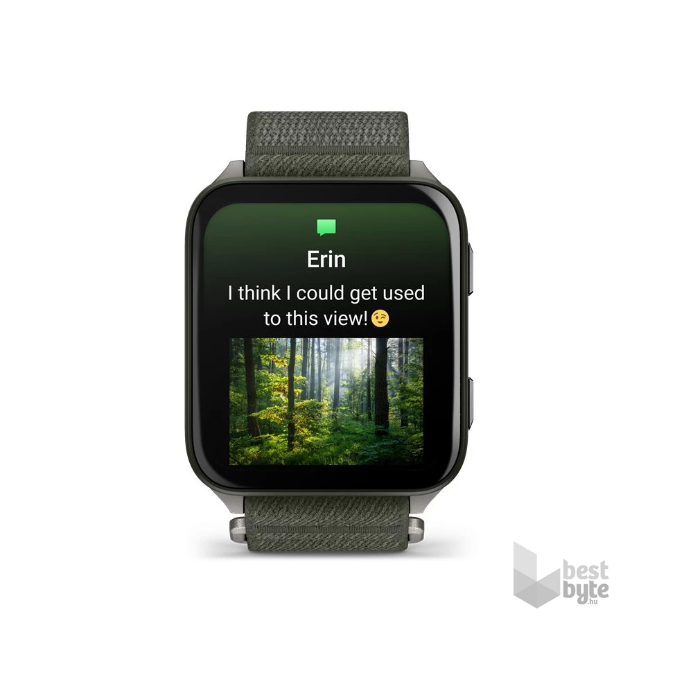 Garmin Venu X1 Titanium ComfortFit nylon szíjjal mohazöld okosóra