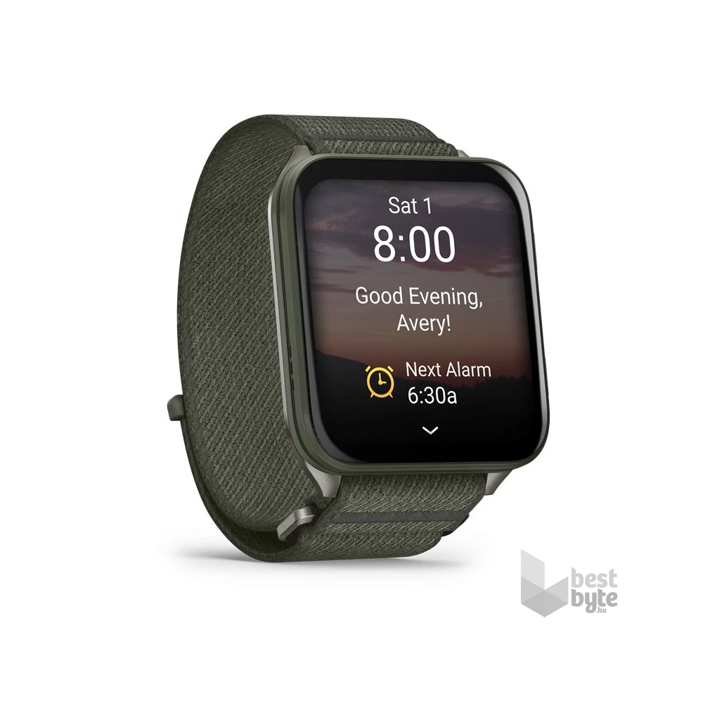 Garmin Venu X1 Titanium ComfortFit nylon szíjjal mohazöld okosóra