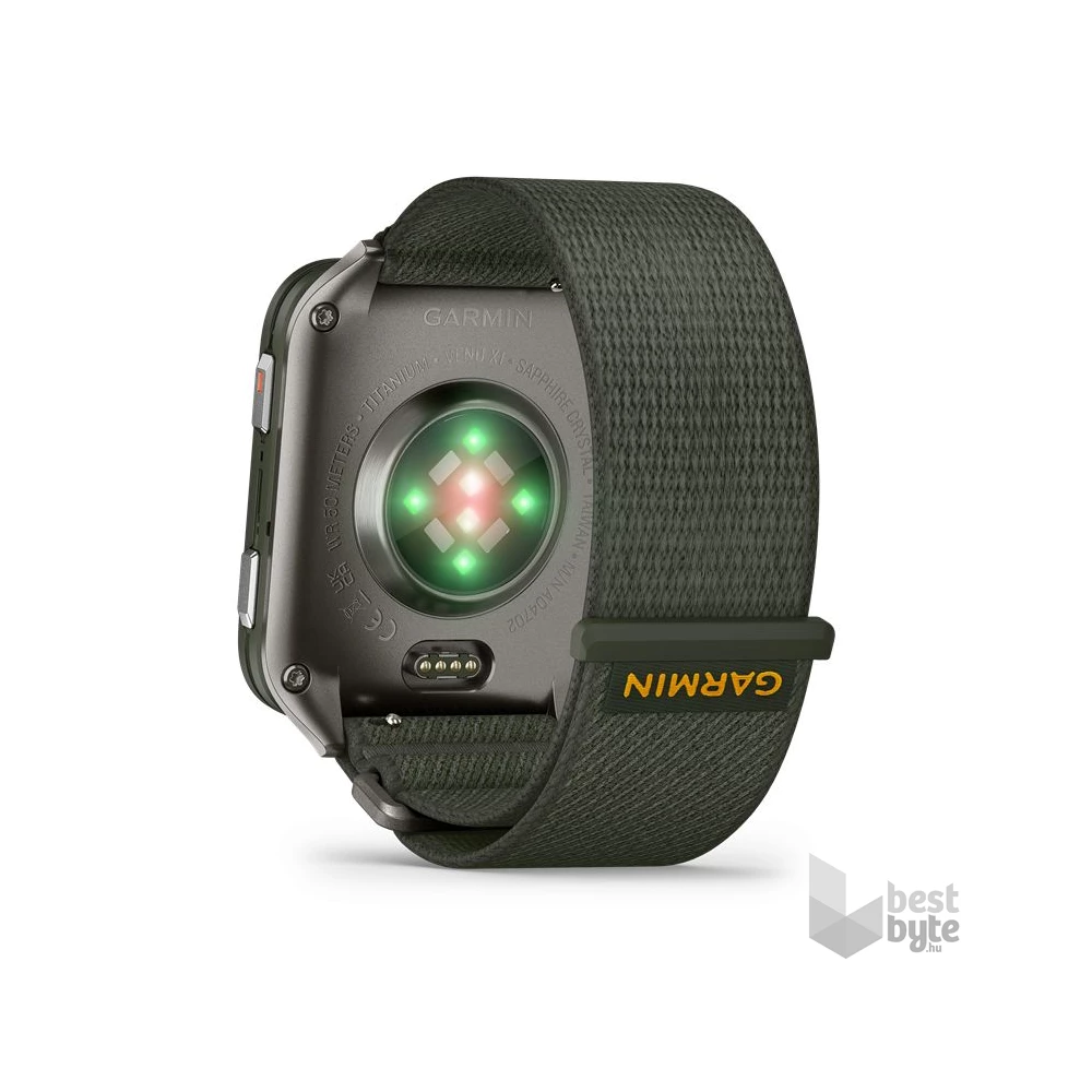 Garmin Venu X1 Titanium ComfortFit nylon szíjjal mohazöld okosóra
