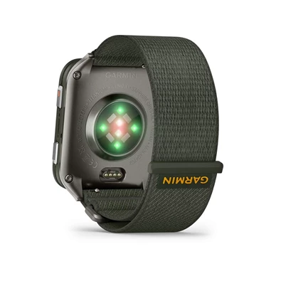 Garmin Venu X1 Titanium ComfortFit nylon szíjjal mohazöld okosóra