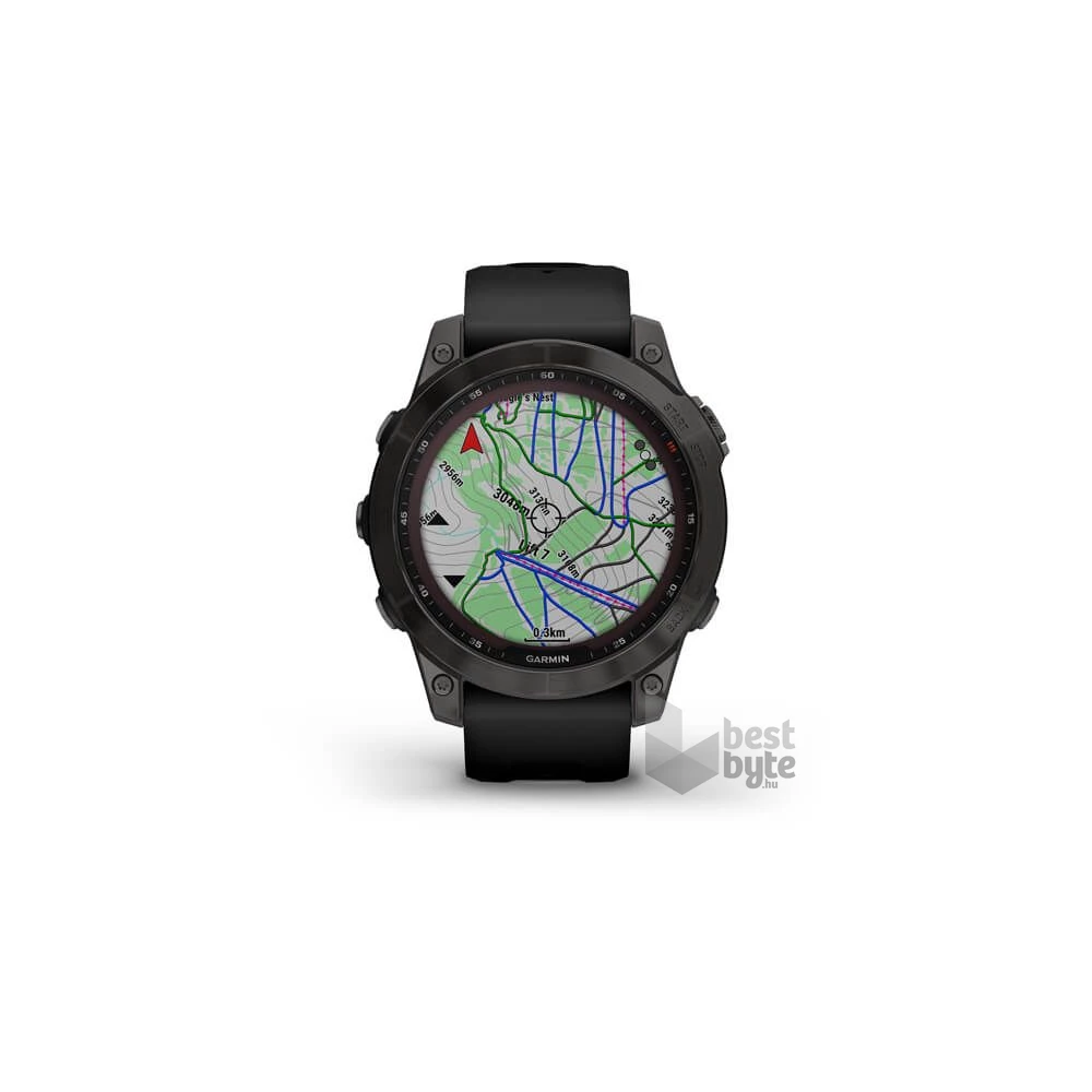 Garmin fenix 7 Sapphire Solar (47mm) szilikon pántos fekete okosóra