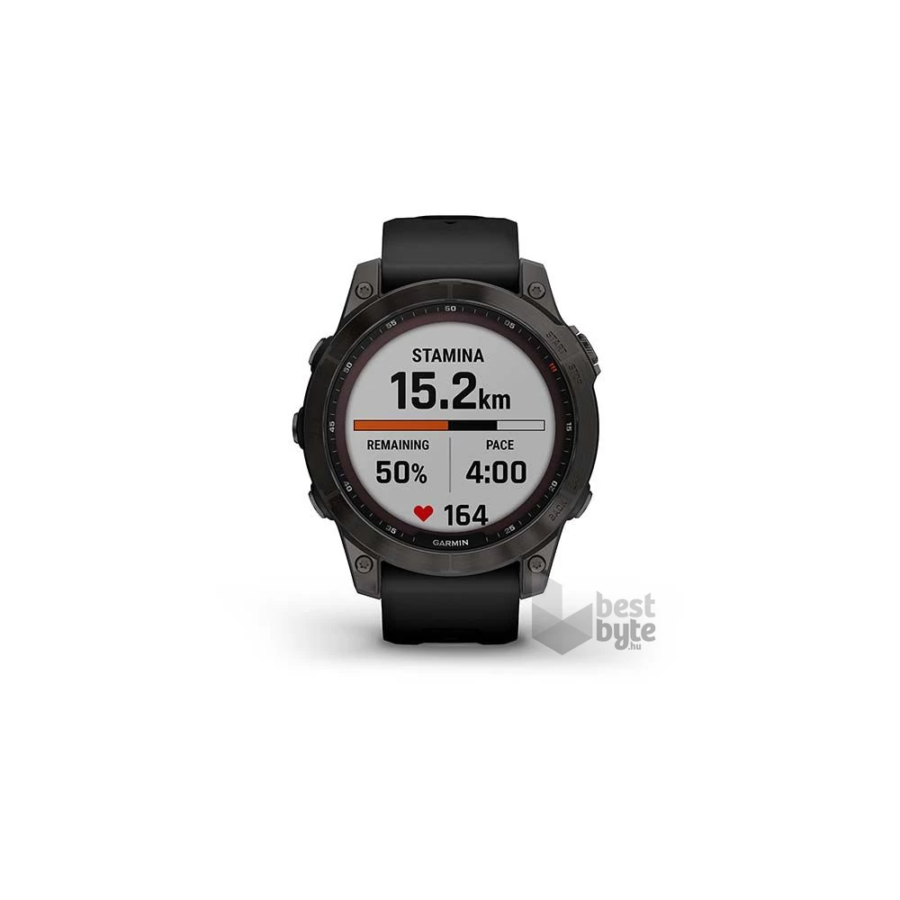 Garmin fenix 7 Sapphire Solar (47mm) szilikon pántos fekete okosóra