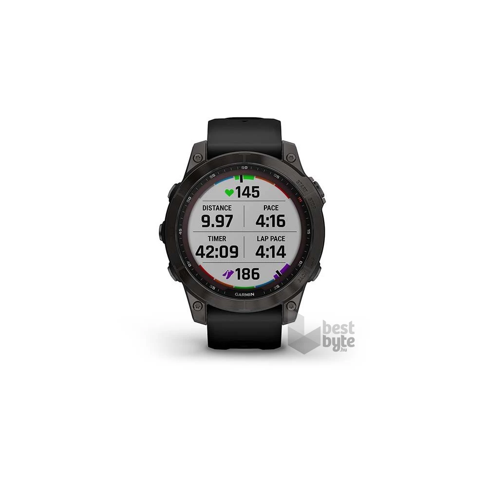 Garmin fenix 7 Sapphire Solar (47mm) szilikon pántos fekete okosóra