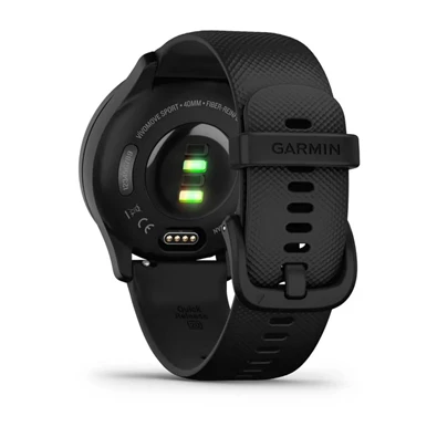 Garmin vívomove Sport fekete szilikon szíjjal szürke órakerettel okosóra
