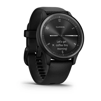 Garmin vívomove Sport fekete szilikon szíjjal szürke órakerettel okosóra