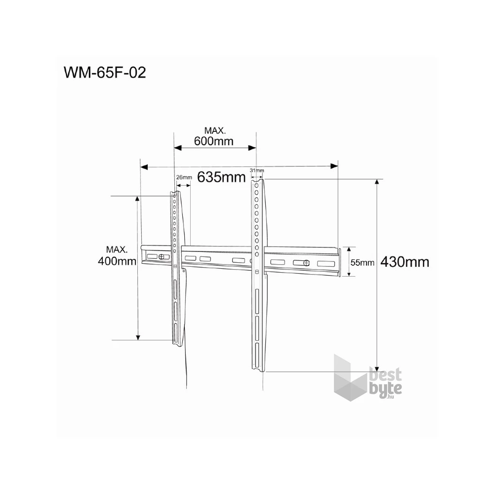Gembird 32"-65" TV fali tartó fekete
