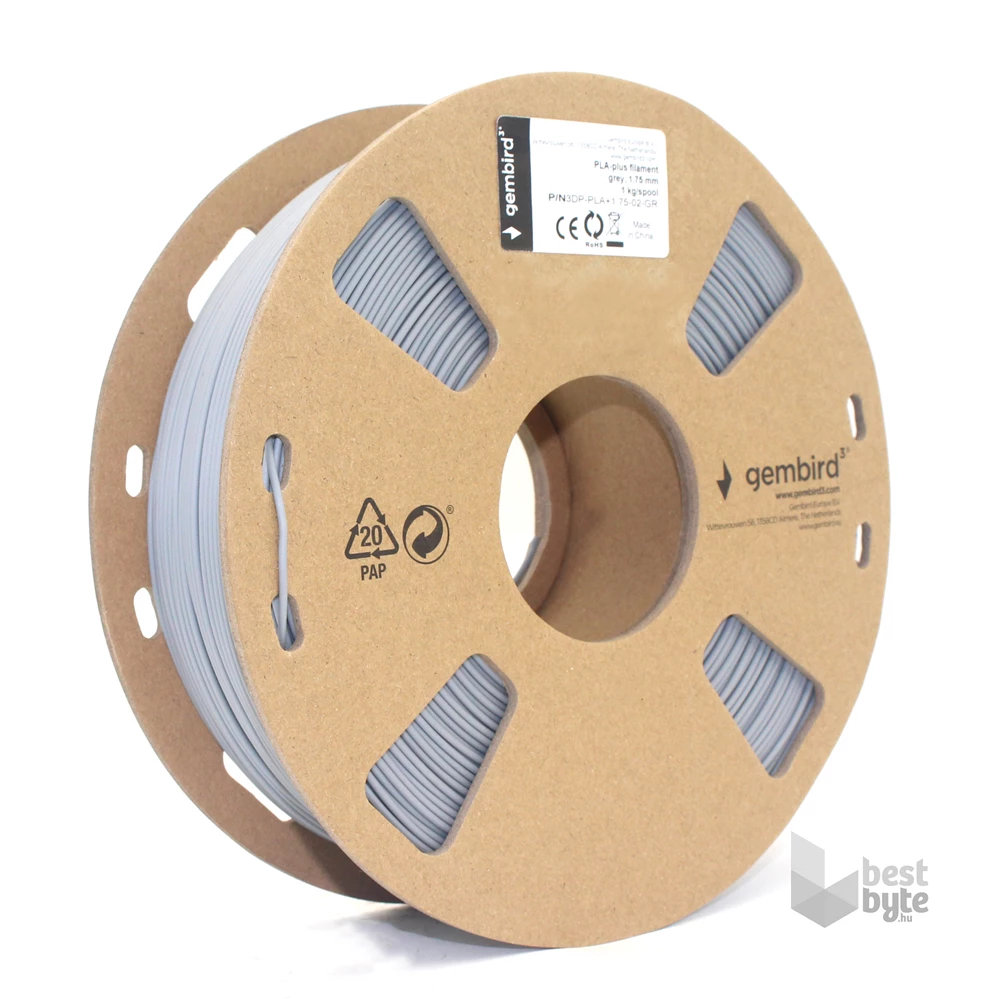 Gembird 3DP-PLA+1.75-02-GR PLA-plus 1.75mm 1kg szürke filament