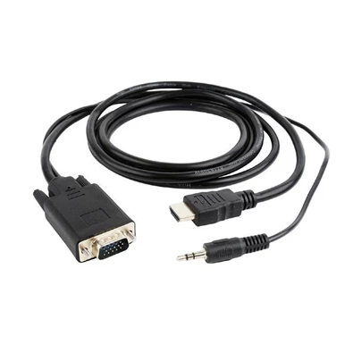 Gembird A-HDMI-VGA-03-10 3m HDMI/VGA - 3,5mm jack fekete kábel
