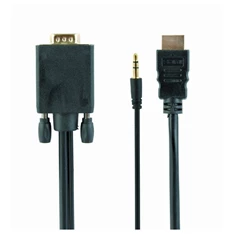 Gembird A-HDMI-VGA-03-10 3m HDMI/VGA - 3,5mm jack fekete kábel