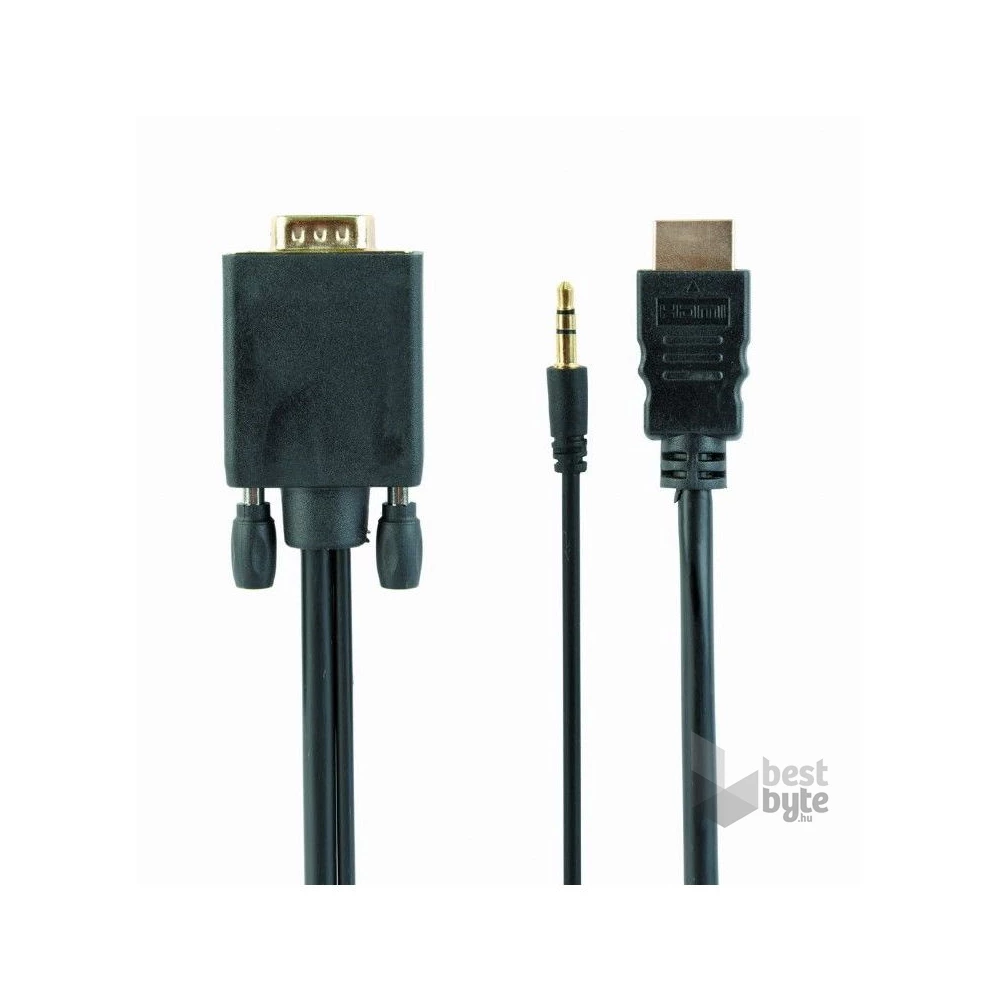 Gembird A-HDMI-VGA-03-10 3m HDMI/VGA - 3,5mm jack fekete kábel