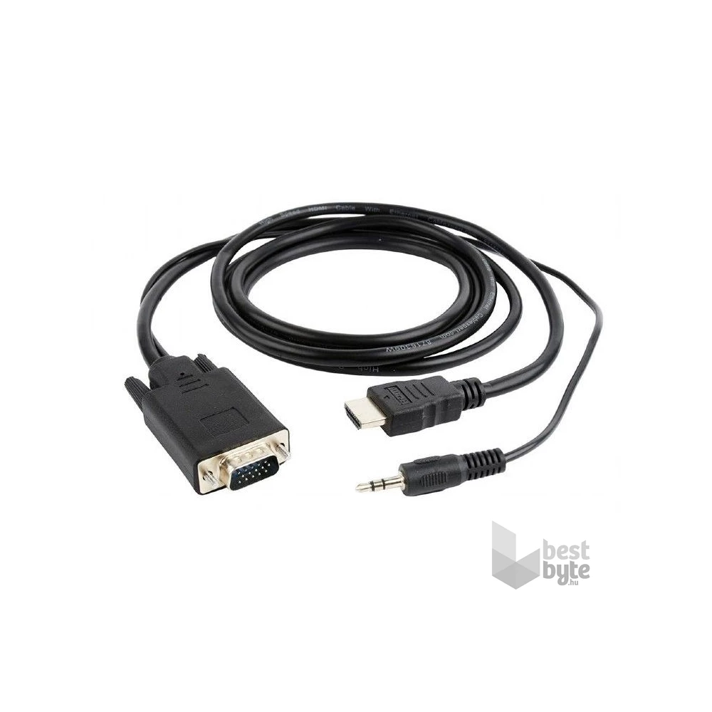 Gembird A-HDMI-VGA-03-10 3m HDMI/VGA - 3,5mm jack fekete kábel