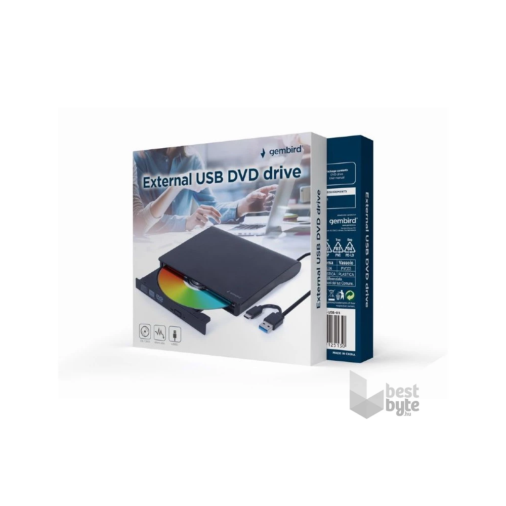 Gembird DVD-USB-03 fekete USB külső DVD író