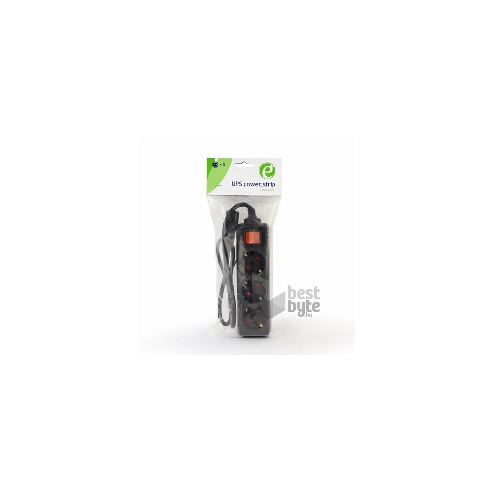 Gembird EG-PSU3-01 C14 - 3db villásdugó CEE 7/7 (EU) elosztó 0.6m fekete