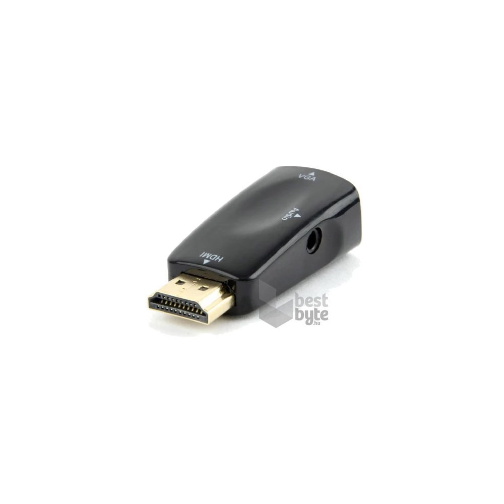 Gembird HDMI 1.4 -> VGA Jack 3,5mm M/F adapter fekete +audio