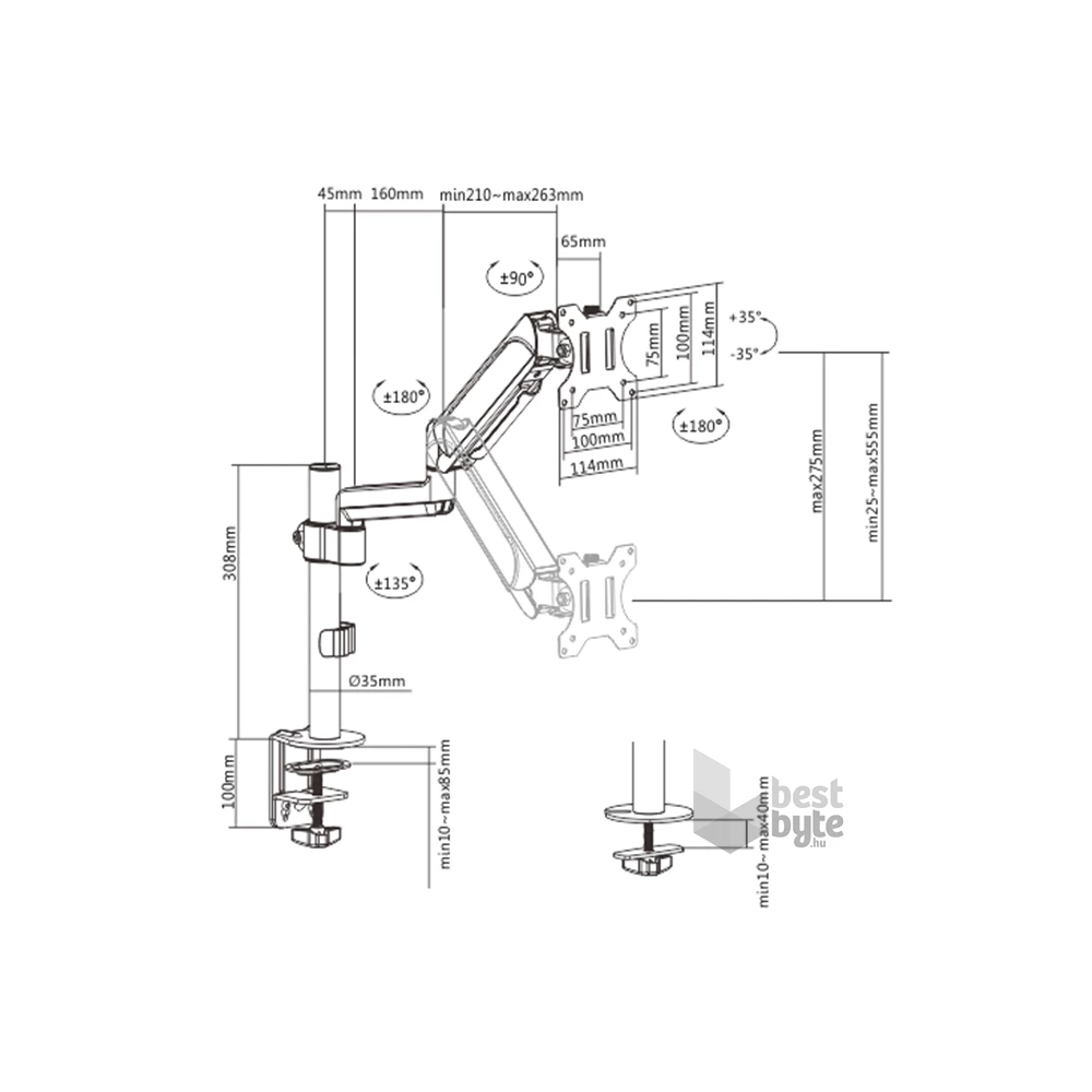 Gembird MA-DA1P-01 17"-32" egykaros asztali monitor tartó konzol