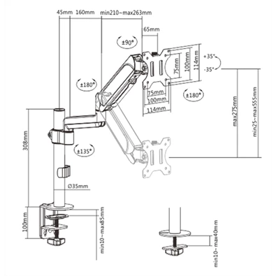Gembird MA-DA1P-01 17"-32" egykaros asztali monitor tartó konzol
