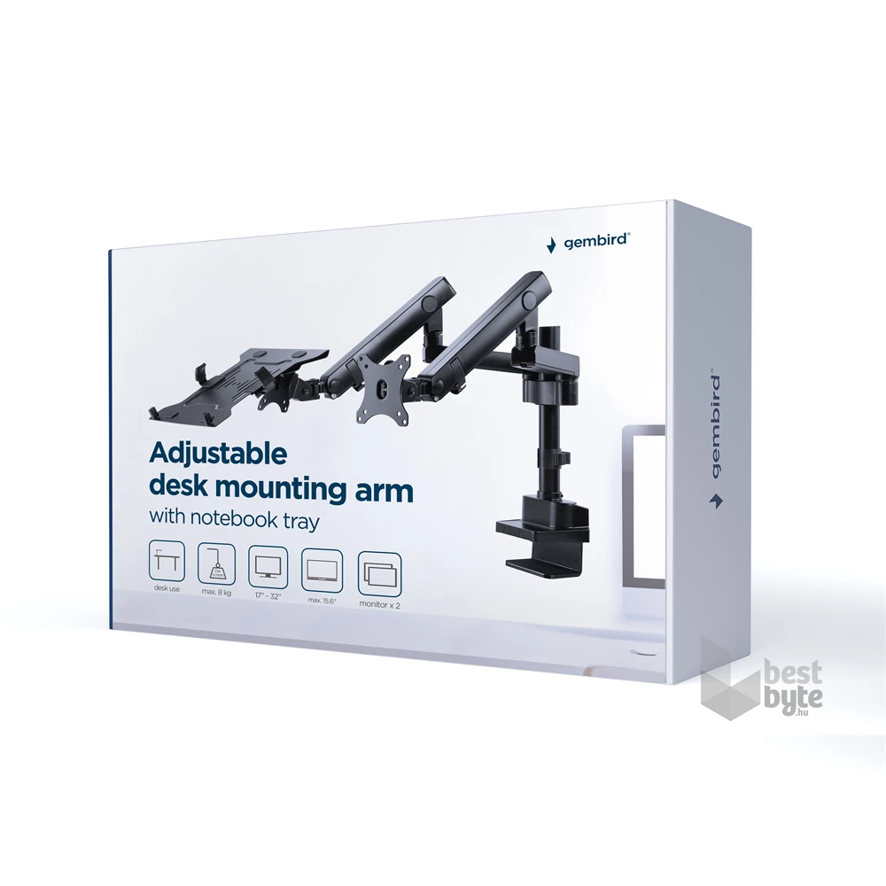 Gembird MA-DA3-02 Full-motion asztali monitor/notebook tartó konzol