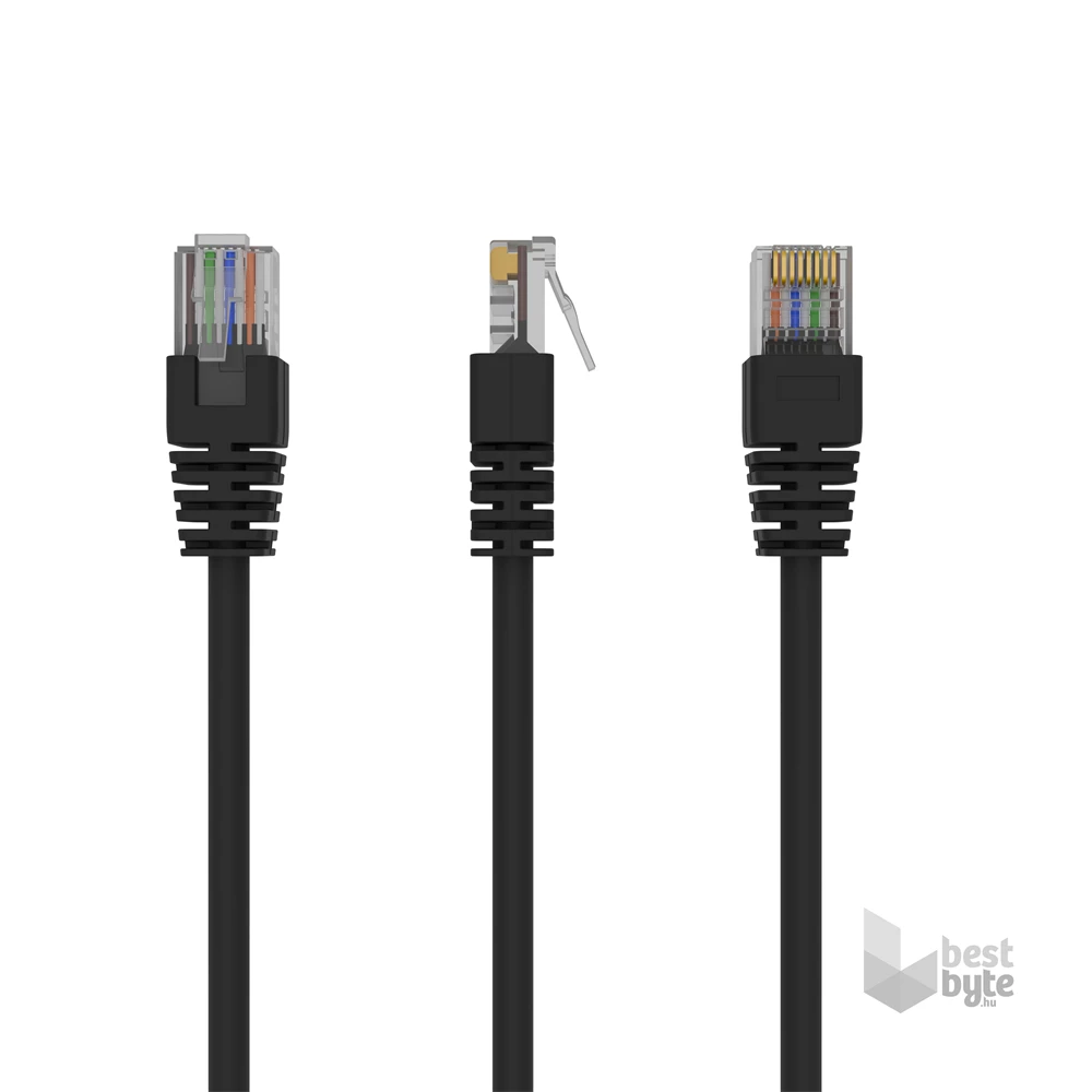 Gembird PP12-0.5M/BK 0,5m RJ45 CAT5e UTP M/M fekete kábel