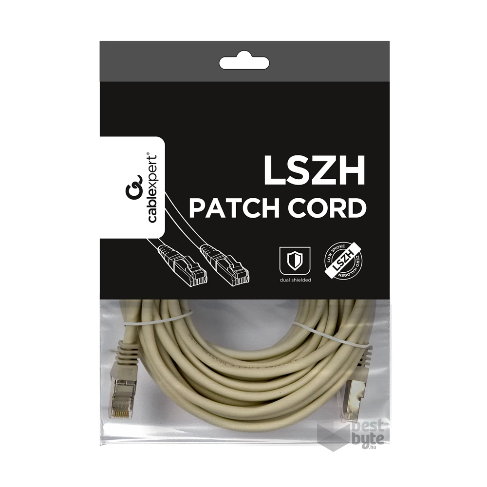 Gembird PP6A-LSZHCU-10M 10m RJ45 CAT6A S/FTP - RJ45 CAT6A S/FTP M/M szürke patch kábel