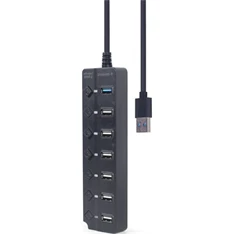 Gembird UHB-U3P1U2P6P-01 7-portos fekete USB3.0 HUB