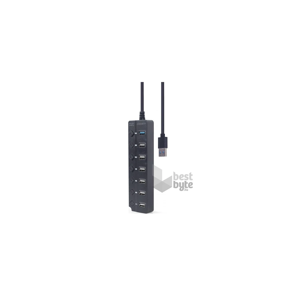 Gembird UHB-U3P1U2P6P-01 7-portos fekete USB3.0 HUB