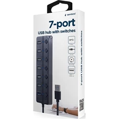 Gembird UHB-U3P1U2P6P-01 7-portos fekete USB3.0 HUB