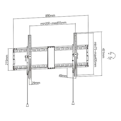 Gembird WM-90T-01 43"-90" fekete fali monitor/TV konzol