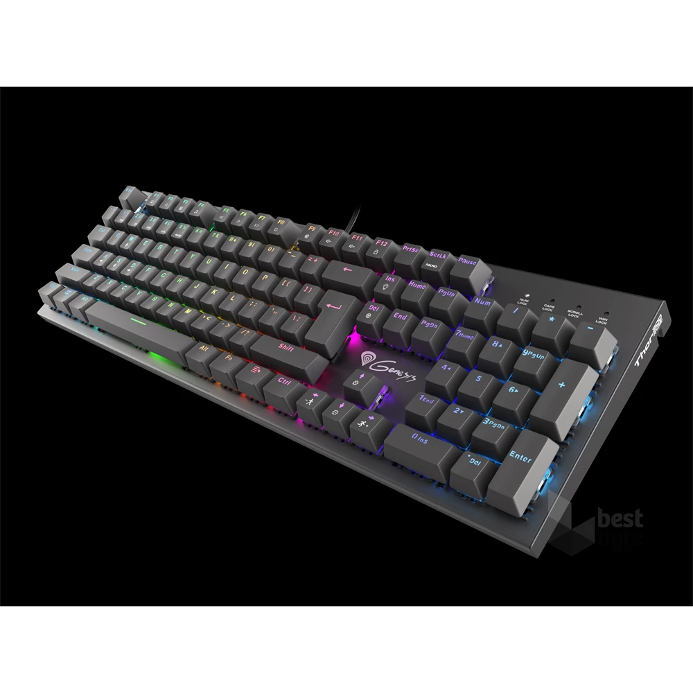 Genesis NKG-0945 Thor 300 TKL mechanikus gaming billentyűzet, US, zöld világítással, Blue switch