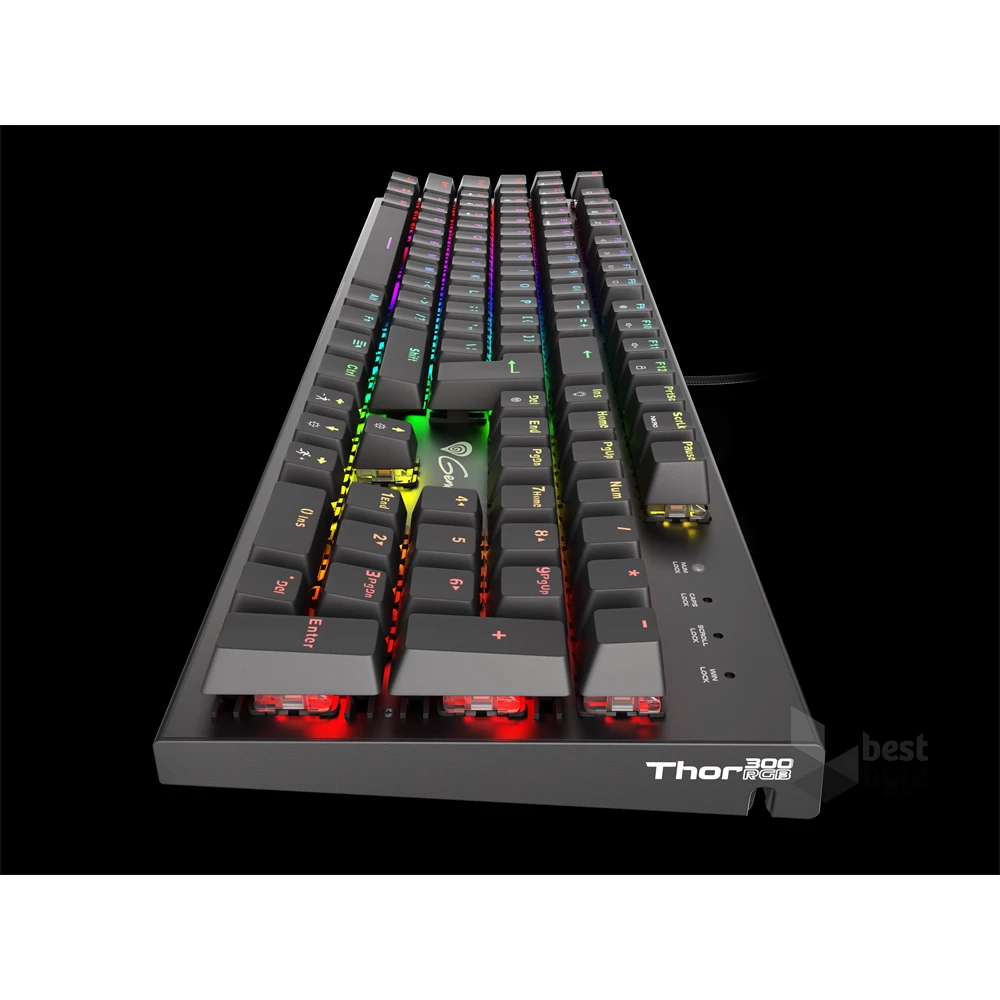 Genesis NKG-0945 Thor 300 TKL mechanikus gaming billentyűzet, US, zöld világítással, Blue switch