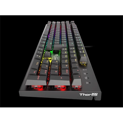 Genesis NKG-0945 Thor 300 TKL mechanikus gaming billentyűzet, US, zöld világítással, Blue switch