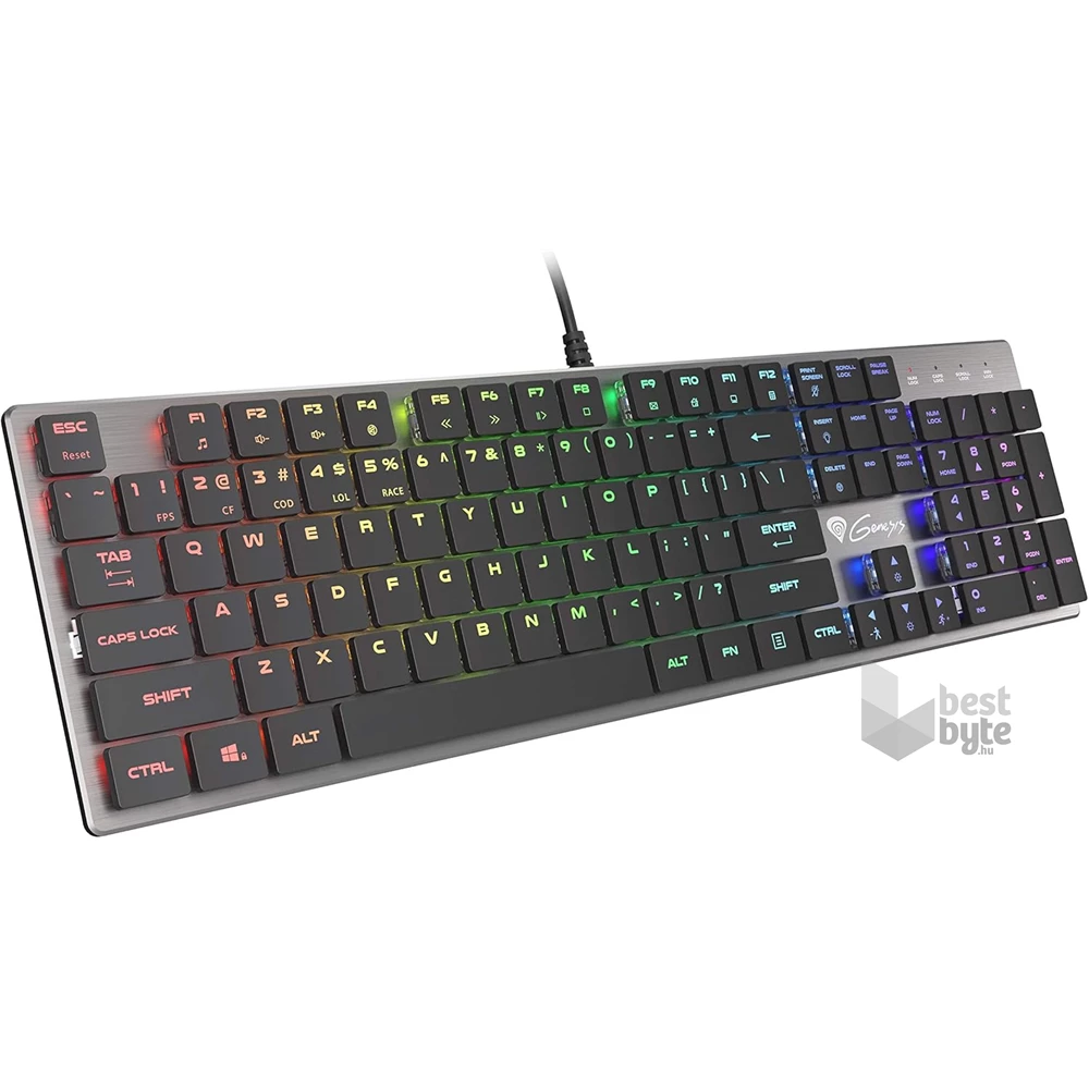 Genesis NKG-1587 Thor 420 RGB mechanikus slim Gamer billentyuzet, US kiosztás Blue switch