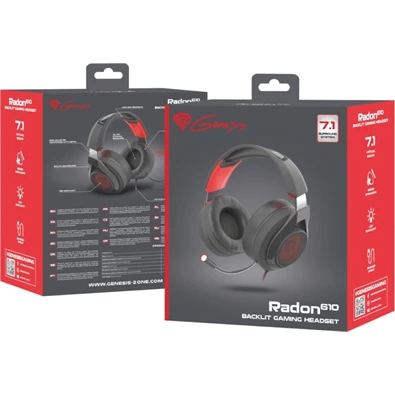 Genesis NSG-1454 Radon 610 7.1 fekete-piros gamer headset