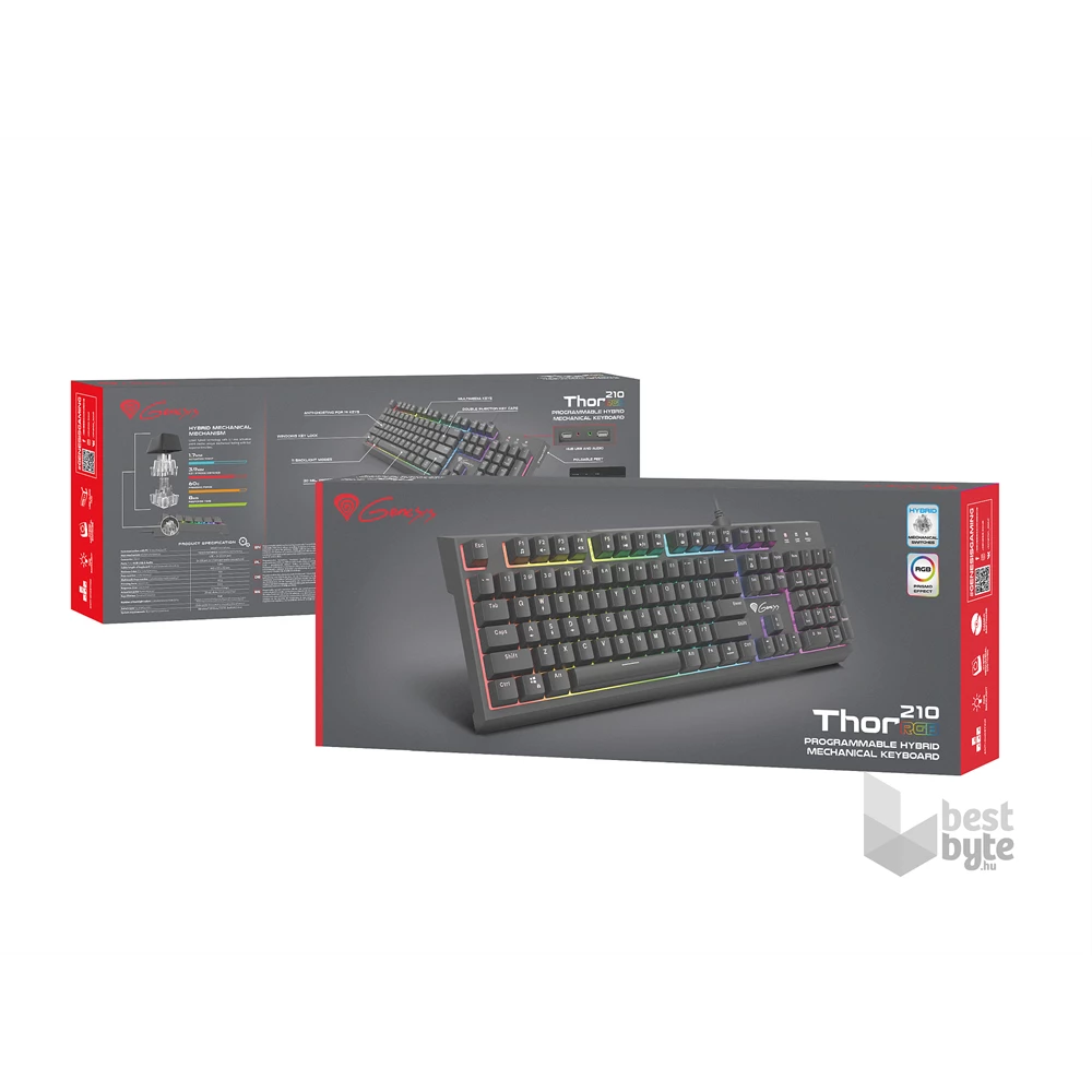 Genesis NKG-1645 Thor 210 RGB Gamer billentyuzet, US kiosztás